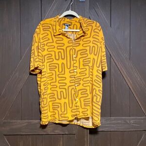 Express XXL conscious edit orange and brown short sleeve button down